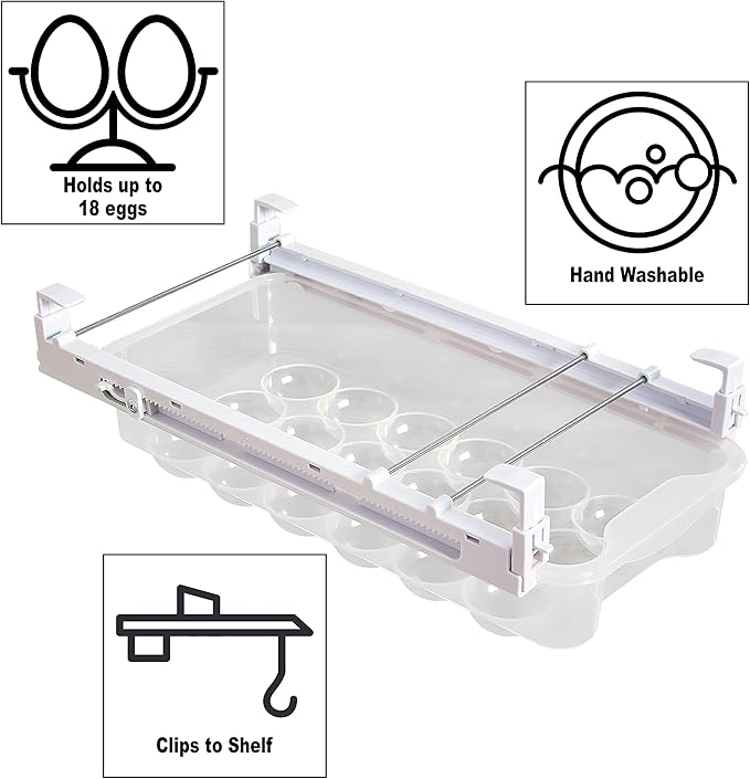 The Lakeside Collection Adjustable Fridge Drawer or Egg Tray
