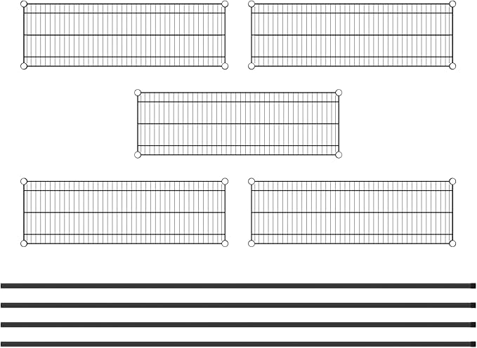 Commercial NSF Listed Black Epoxy Stationary Wire Shelving Kit 14" x 42" x 96", with 5 Shelves Perfect for Warehouse, Walk-in Refrigerator, Freezer, Grocery Store, Restaurant, Dishroom