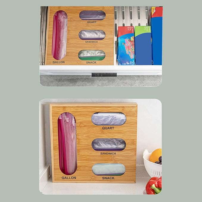 Baggie Organizer For Drawer, Easy Access, 32.5x30.5x7.5cm, Food Storage Bag Organizer, Storage Bag Container, Lightweight Design, For Gallon Quart Sandwich Snack