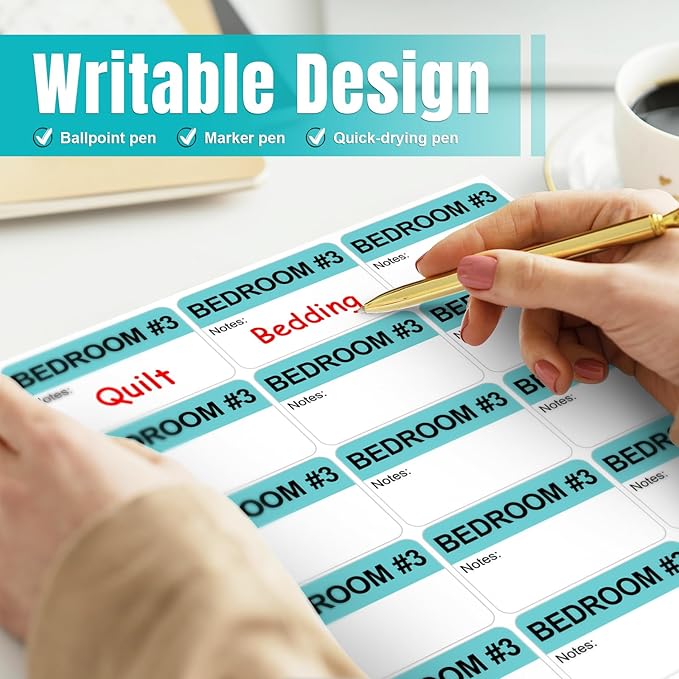 Kingtac 600 Writable Home Moving Stichers - 2' x 3', 20 Color-Coded Home Moving Packing Labels with Fragile, Extra, Heavy Options.Stick to Cardboard Boxes and Plastic Bins, No Extra Tape Needed