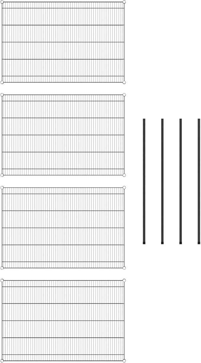 Commercial NSF Listed Black Epoxy Stationary Wire Shelving Kit 36" x 54" x 54", with 4 Shelves Perfect for Warehouse, Walk-in Refrigerator, Freezer, Grocery Store, Restaurant, Dishroom