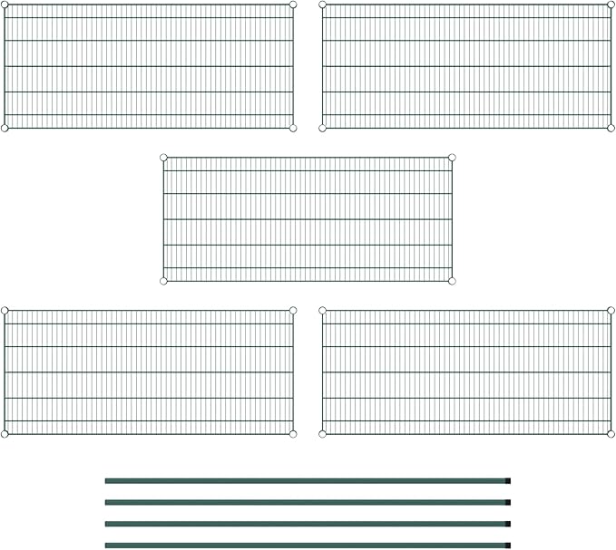 Commercial NSF Listed Green Epoxy Stationary Wire Shelving Kit 24" x 54" x 74", with 5 Shelves Perfect for Warehouse, Walk-in Refrigerator, Freezer, Grocery Store, Restaurant, Dishroom