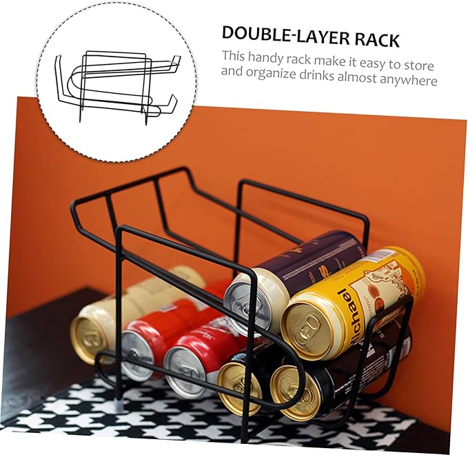 STOBAZA 1Pc Canning Storage Rack Black Refrigerator Organizer for Drinks Fridge Storage Holder Vertical Kitchen Storage for Cans and Beverages