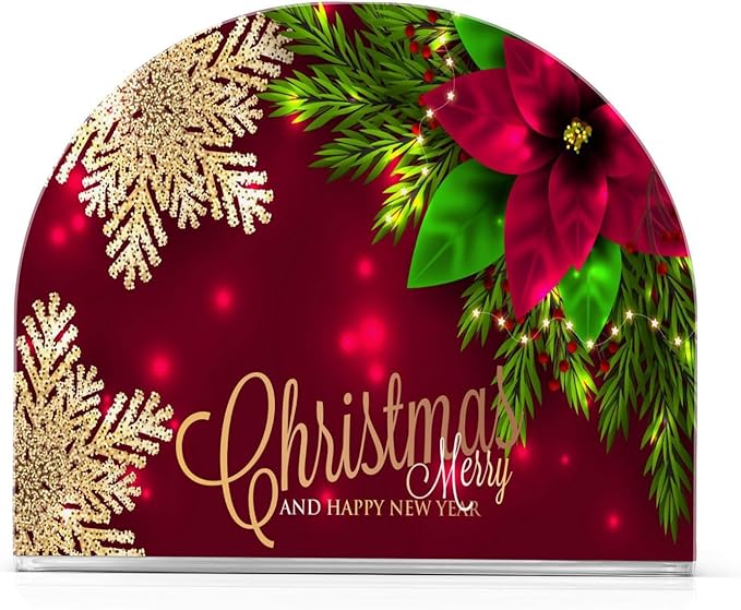 Christmas Poinsettia Flower Napkin Holder for Table Paper Napkins Holder Acrylic Tissue Dispenser Kitchen Dining Room Bathroom Party Car Decor