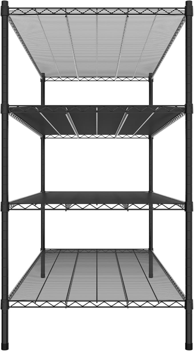 Commercial NSF Listed Black Epoxy Stationary Wire Shelving Kit 30" x 72" x 54", with 4 Shelves Perfect for Warehouse, Walk-in Refrigerator, Freezer, Grocery Store, Restaurant, Dishroom