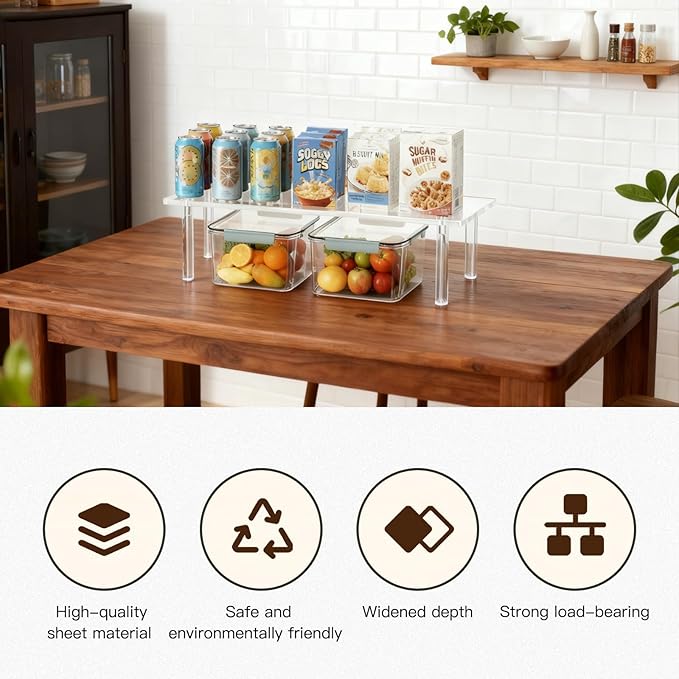 Extra Large 7mm Thick Acrylic Riser Plant Stand,Acrylic Shelf Riser for Plant Organizer,Cupboard Organizers,Perfume Organizer(1 Pcs,15.4×11.8×8in)
