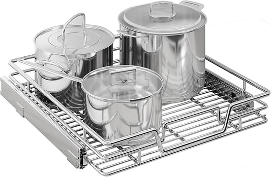 Kitchen Cabinet Pull Out Shelf and Drawer Organizer Slide Out Pantry Storaqe Basket in Multiple Sizes (21" W x 21" D,1 Tier)