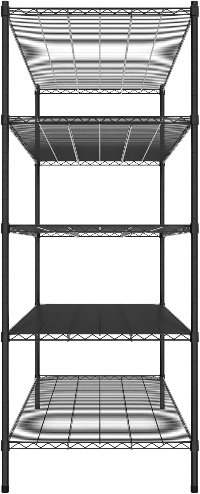Commercial NSF Listed Black Epoxy Stationary Wire Shelving Kit 30" x 72" x 74", with 5 Shelves Perfect for Warehouse, Walk-in Refrigerator, Freezer, Grocery Store, Restaurant, Dishroom