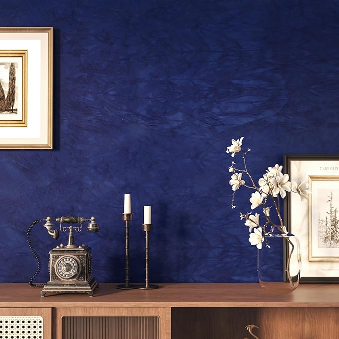 CHIHUT Blue Velvet Drawer Liner Creased Self Adhesive Velvet Flocking Liner for Jewelry Box Drawer Shelf Soft Thick Velvet Wallpaper Peel and Stick Blue Contact Paper for Dresser DIY Crafts 12"x472"
