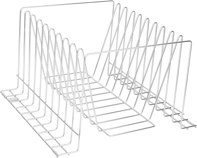 Thirteen Chefs Stainless Steel Cutting Board Rack - Ten 1" Slots fits Baking Sheets, Pans and Lids - Commercial Grade Organizer and NSF Stamped for Restuarants and Kitchens