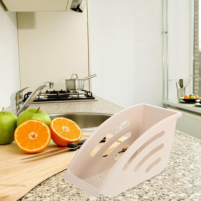 2pcs Kitchen Dish Drying Rack Countertop Plate Storage Holder with Drainage Compact Utensil Organizer Cabinet Dinner Plates Holder Space-Saving Beige