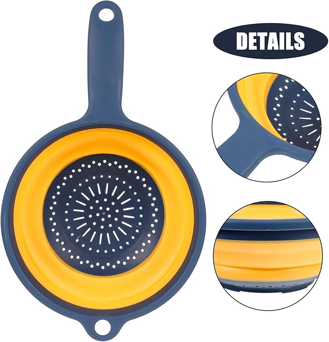 BESPORTBLE Folding Vegetable Drain Basket over Sink Colander Kitchen Storage Basket with Handle Orange Hollow Design for Washing Produce Random Style