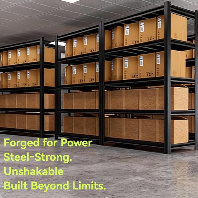 Extra Big/Large 55.12"Wide Father&I Industrial 6-Heavy-Dudy-Shelf-Rack Tall Metal/Steel Adjustable Garage Bin Storage Shelving Stand Shelves Units/System for Shed, 84" H*55.12W * 24" D, Black