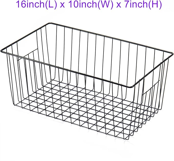 16inch Upright Freezer Organizer Baskets for 13-14,16-21 cu.ft Standup Freezer, Settle freezer chaos and reduce food waste effectively, Durable, Fully Use Space, Improve Air Circulate, Black, 6pcs