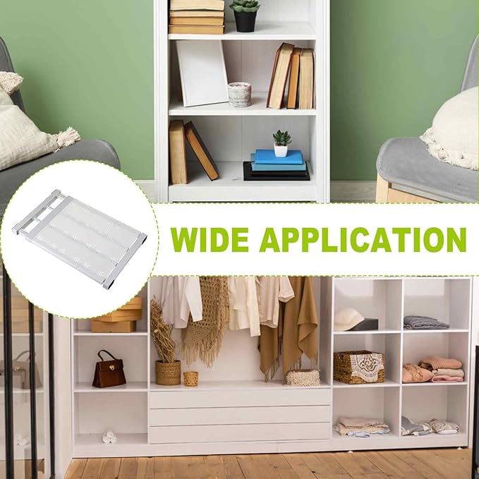 HARFINGTON Expandable Closet Tension Shelf 14.96" to 23.62" Adjustable Closet Organizer 2.4" x 9.45" Flower Pattern Storage Rack for Wardrobe Cupboard Kitchen Bedroom