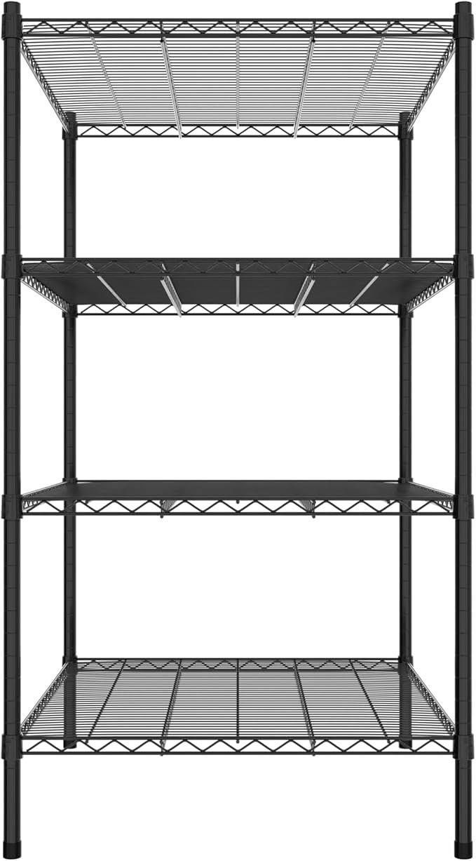 Commercial NSF Listed Black Epoxy Stationary Wire Shelving Kit 30" x 36" x 54", with 4 Shelves Perfect for Warehouse, Walk-in Refrigerator, Freezer, Grocery Store, Restaurant, Dishroom
