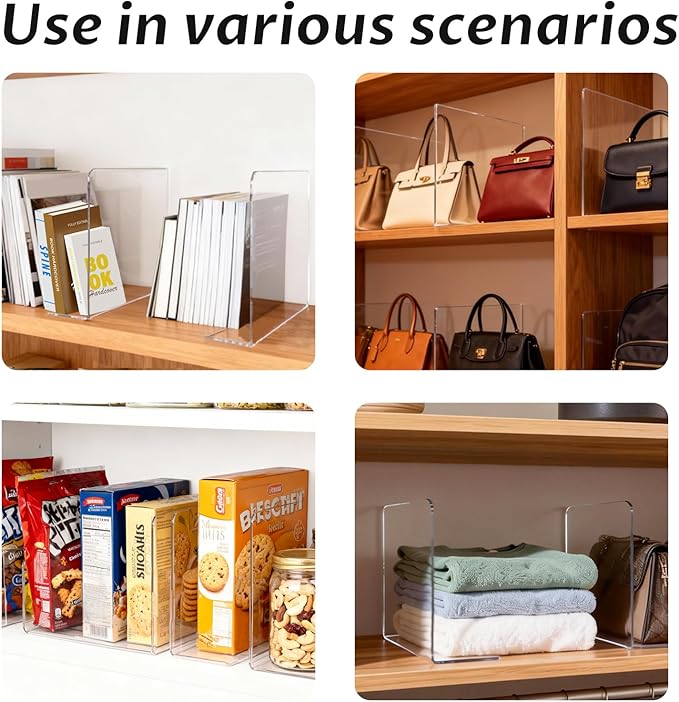 18 Pack Shelf Dividers for Closet Organization, 11.8''×9.8'' Deep Acrylic Clear Vertical Shelves Separators for Home Organization Enthusiasts