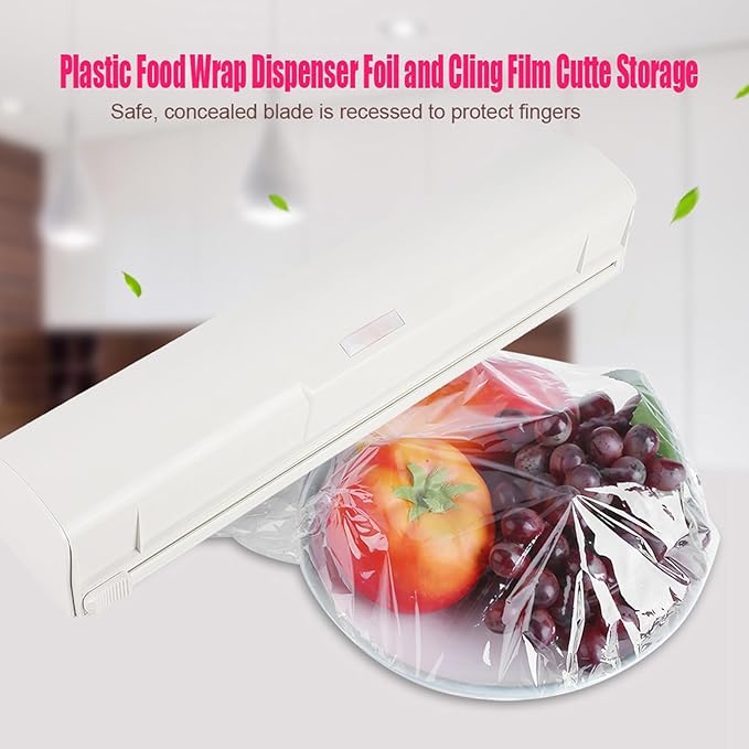 Food Wrap Dispenser with Cutter, Stylish Easy to Use Tin Aluminum Foil Dispenser Food Cling Wrap Film Cutter for Home Kitchen