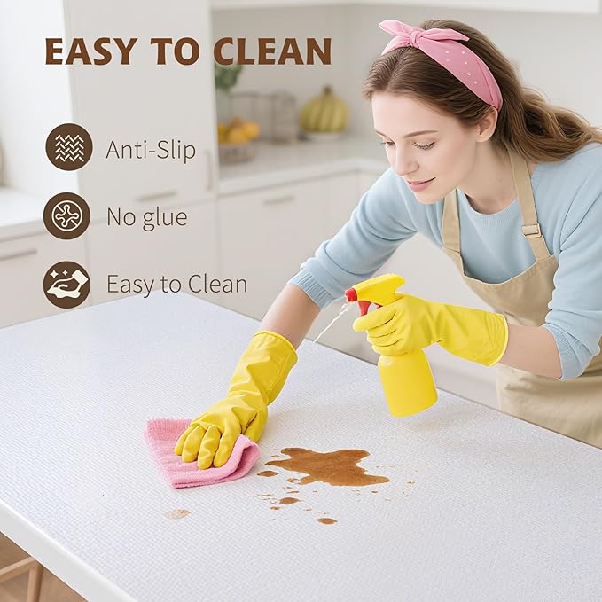 Shelf Liners for Kitchen Cabinets Non Adhesive Drawer Liner 17in x 30FT Pure White Thickened Shelf Liner Strong Non-Slip Easy to Clean for Tool Box Refrigerator with Knife and Tape Measure