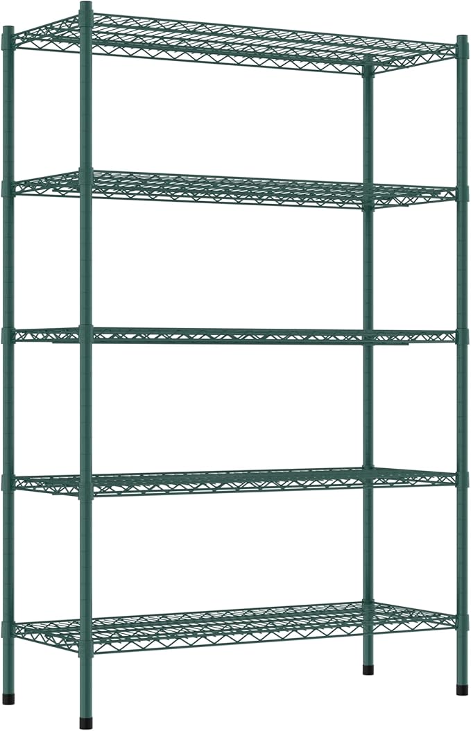 Commercial NSF Listed Green Epoxy Stationary Wire Shelving Kit 18" x 42" x 64", with 5 Shelves Perfect for Warehouse, Walk-in Refrigerator, Freezer, Grocery Store, Restaurant, Dishroom