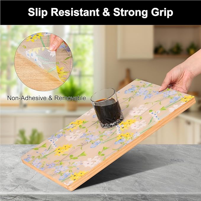 Cooyes Shelf Liner – Premium Non-Adhesive Cabinet & Drawer Liner for Kitchen – Waterproof Shelf Paper with Modern Pattern – Durable EVA Cabinet Mat – Easy to Cut （12" W x 120" L）