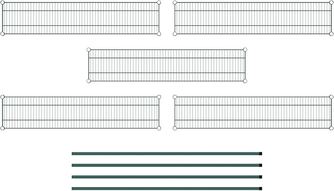 Commercial NSF Listed Green Epoxy Stationary Wire Shelving Kit 12" x 54" x 64", with 5 Shelves Perfect for Warehouse, Walk-in Refrigerator, Freezer, Grocery Store, Restaurant, Dishroom