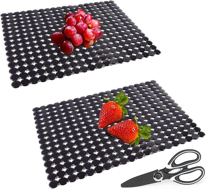 YTCYKJ Kitchen Sink Mat,2 Pack Sink Protectors for Kitchen Sink,Sink Mats with Scissors for Stainless Steel/Ceramic Sinks, Fast Draining,Easy to Clean,Diy Cut,15.7 X 11.8 Inch(Dark Black)