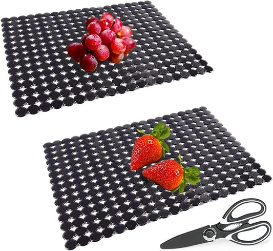YTCYKJ Kitchen Sink Mat,2 Pack Sink Protectors for Kitchen Sink,Sink Mats with Scissors for Stainless Steel/Ceramic Sinks, Fast Draining,Easy to Clean,Diy Cut,15.7 X 11.8 Inch(Dark Black)