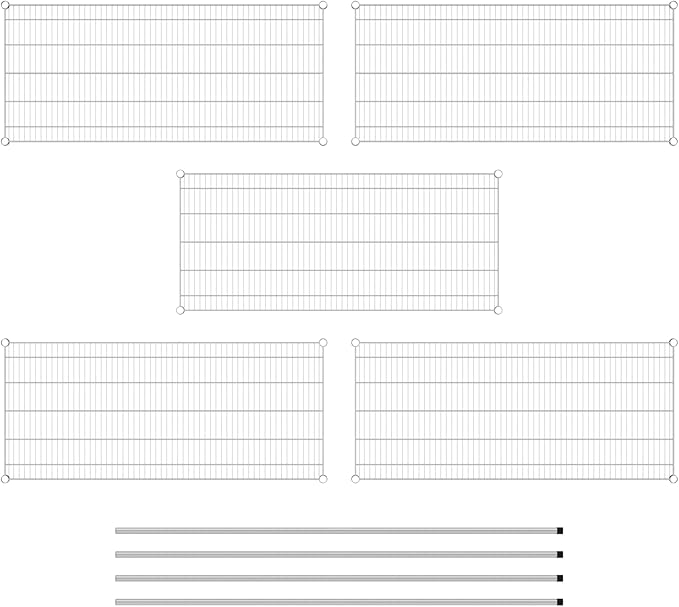 Commercial NSF Listed Chrome Stationary Wire Shelving Kit 24" x 54" x 74", with 5 Shelves Perfect for Warehouse, Walk-in Refrigerator, Freezer, Grocery Store, Restaurant, Dishroom