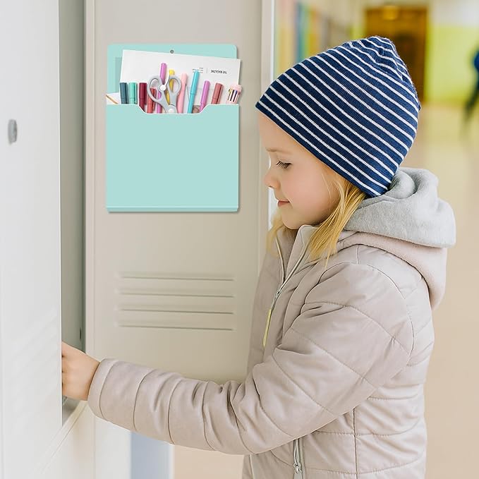 Fuutreo 6 Pcs Magnetic Wall File Organizer Magnetic Wall File Holder Refrigerator Magazine Holder for Mail Letters Paper(Aqua Green,12.2 x 9.4 Inch)
