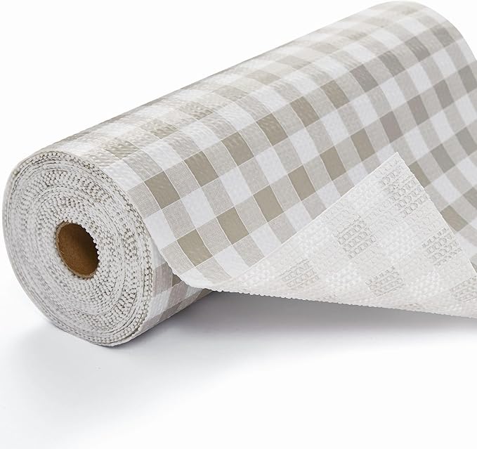 Aohoofull Drawer Shelf Liner for Kitchen Cabinet Liner Non-Adhesive Non-Slip Shelf Thick Strong Grip Waterproof Contact Paper Easy to Clean for Shelves,Green Plaid,17.5IN X 10FT