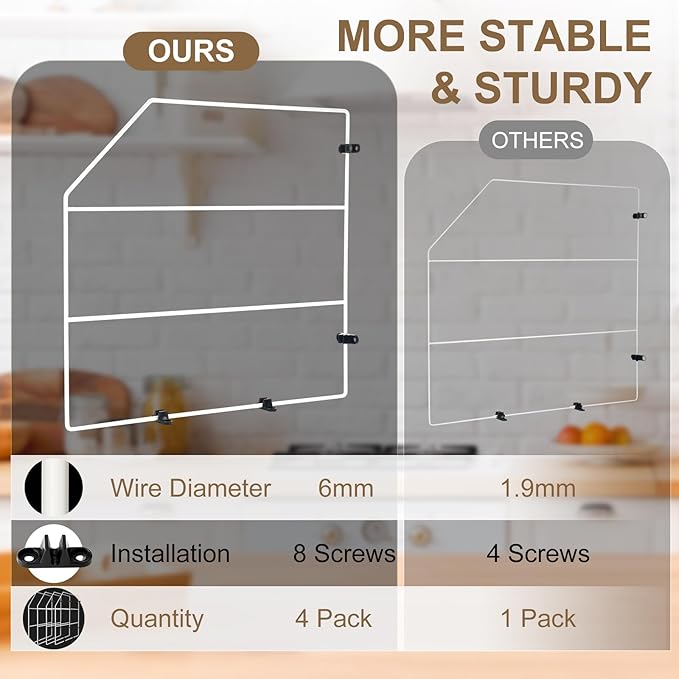 Blulu 4 Pcs Baking Sheet Organizer 18" x 20" Tray Dividers for Cabinets Kitchen Cabinet Dividers Vertical for Baking Sheets Chrome Pan Rack Storage Wires for Kitchen Cupboards(White)