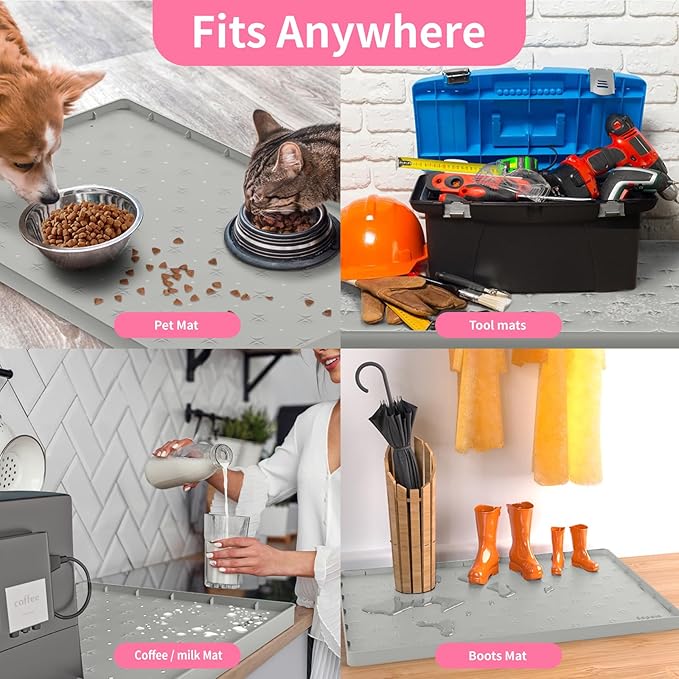 Sdpeia Under Sink Mat 31"×22" Waterproof Silicone Cabinet Liner & Sink Protector for Kitchen & Bathroom, Multi-Purpose Organizers Tray for Pets, Laundry, Cat Litter Mat