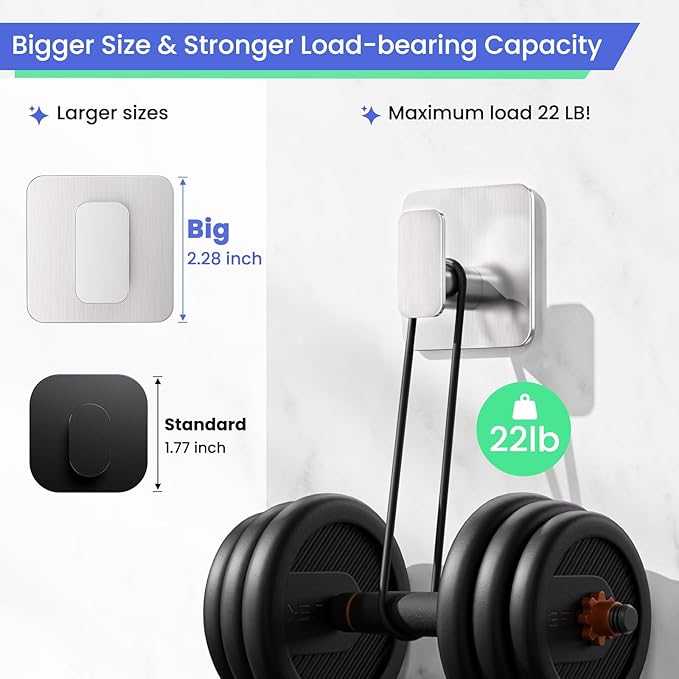 Aikzik Silver Hooks for Hanging Heavy Duty, Adhesive Hooks for Shower, Bathroom, Kitchen, Robe, Towel, Coat, Waterproof & Rustproof Hook for Walls No Damage, Sticky Wall Towel Hooks - 4 Pack
