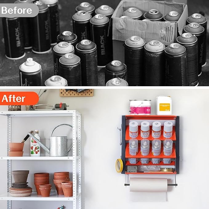 WALMANN Wall Mounted Spray Paint Can Holder, Heavy Duty Metal Can Storage Rack for Garage, Holds Up to 100 lbs(Pack of 2)