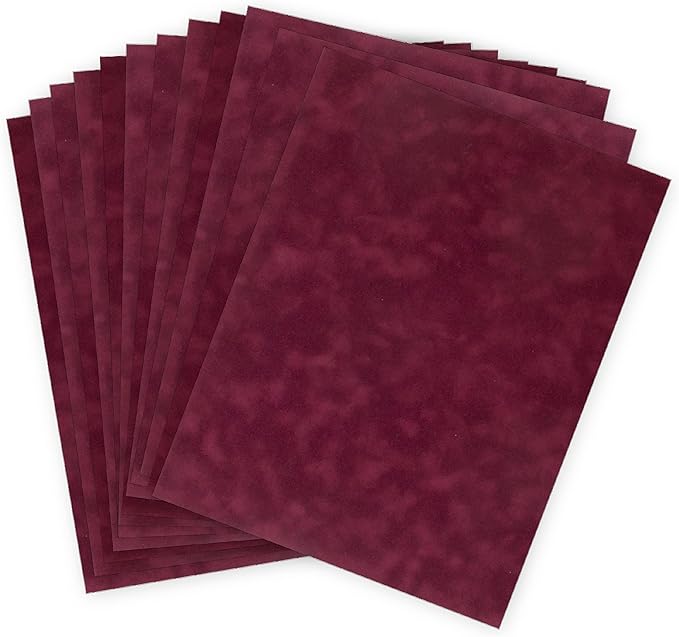 S.E.I Wine Velvet Paper, Felt Fabric For Drawer and Jewelry Box Liner, 8.5" x 11" - 12 Sheets