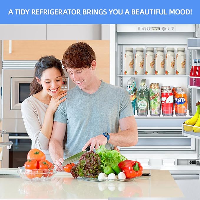 Drink Organizer for Fridge,Soda Can Dispenser for Refrigerator,Upgraded 5 Row Fridge Drink Organize,Drink Pusher for Fridge,Automatic Refrigerator Drink Organize for Fridge Holds up to 25 Cans