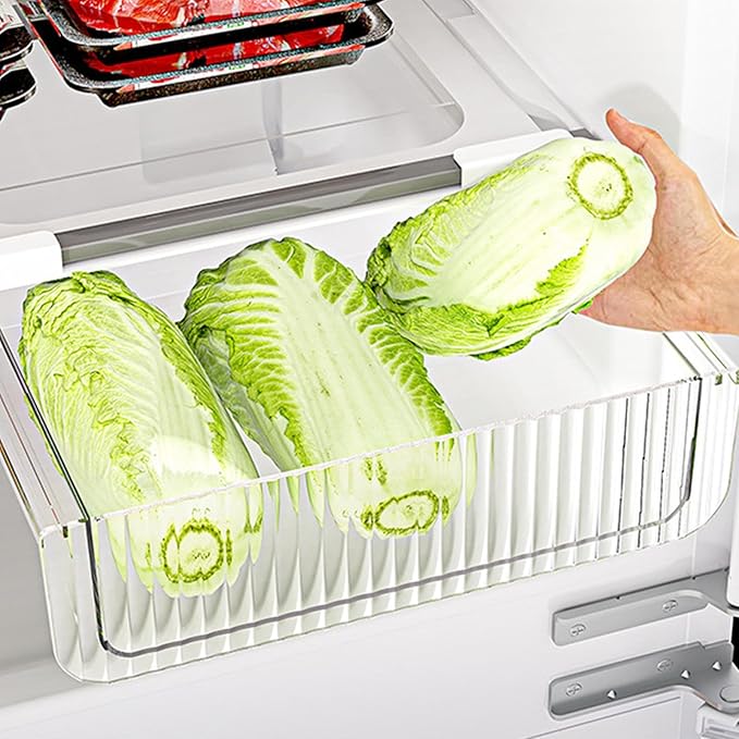 Fridge Storage Drawer Organizer - Pull Out Fridge Organizer Boxes | Stackable Refrigerator Drawer Organizer Bins, Drawers Container Boxes for Fridge Pantry Shelf Refrigerator Organization