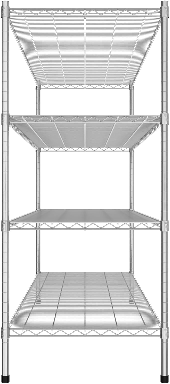 Commercial NSF Listed Chrome Stationary Wire Shelving Kit 24" x 72" x 54", with 4 Shelves Perfect for Warehouse, Walk-in Refrigerator, Freezer, Grocery Store, Restaurant, Dishroom