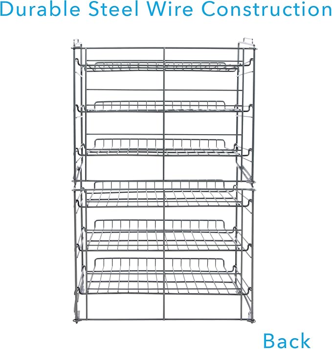 Atlantic Gravity-Fed Compact Double Canrack – Kitchen Organizer, Durable Steel Construction, Stackable or Side-by-Side, PN in Silver (Pack of 2)