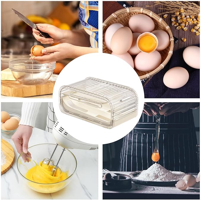 Egg Holder For Fridge, With Protective Sliding Lid, 1 Set, Egg Tray, 2 Tier Eggs Organizer, Versatile Home And Travel Use, For Kitchen, Camping, RV, Or Family Storage
