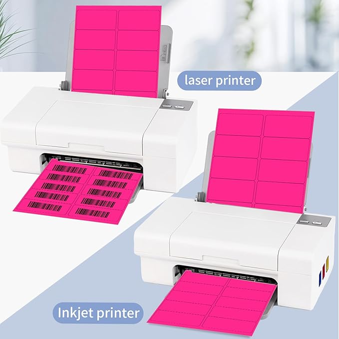 YEGAWEN Shipping Labels Stickers, 2"×4" Printable Mailing Label for Laser/Inkjet Printing- Matte, Permanent Adhesive Labels Stickers (Fluorescent Pink)