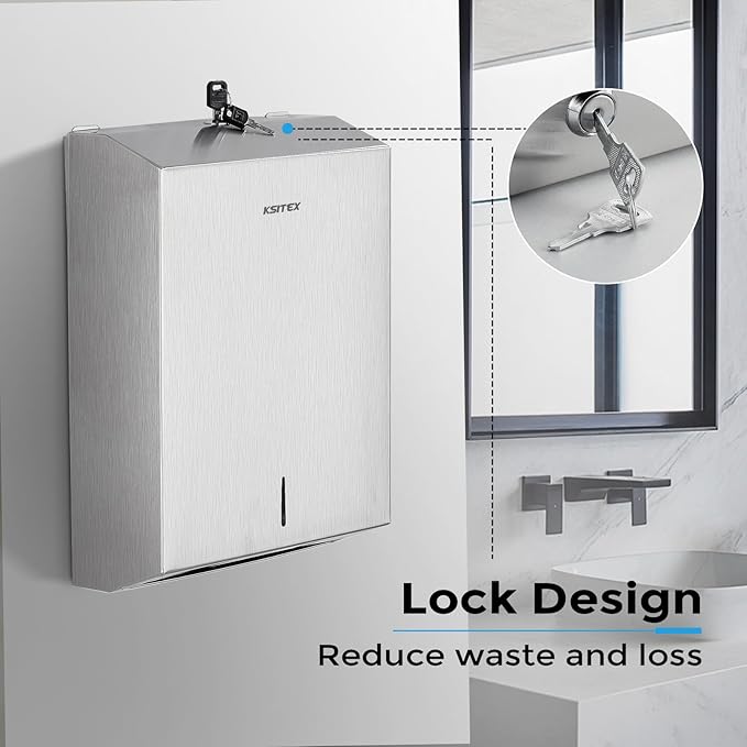 Paper Towel Holder Dispenser Wall Mount 2PCS, Stainless Steel Paper Towel Dispenser, Toilet Paper Napkin Holder, C Fold Multifold Trifold Paper Towel Dispenser, Hand Towel Dispenser for Commercial