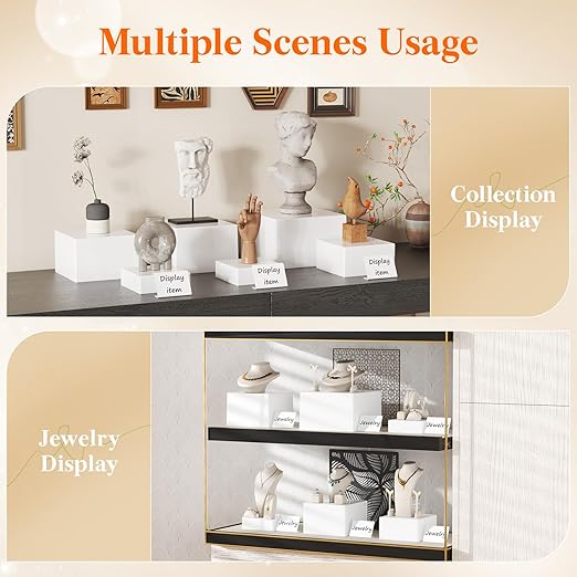 Lifewit 12 PCS Buffet Risers and Stands, Food Risers for Buffet Table, Catering Dessert Cake Holder for Party, Collectibles Jewelry Display Shelf, Nesting Cube Boxes, White, (6“,6",7",7.8",8.3",10")