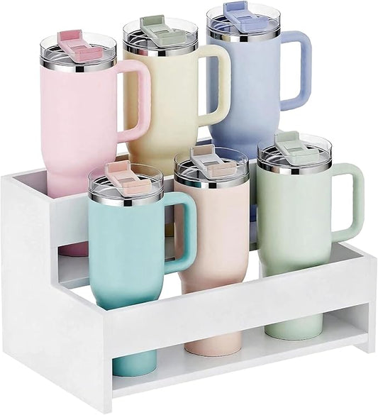 Water Bottle Organizer, 2-Tier 12.6”W Tumbler Holder, Pantry Kitchen Storage Rack for Wine Bottles Countertop Cabinet