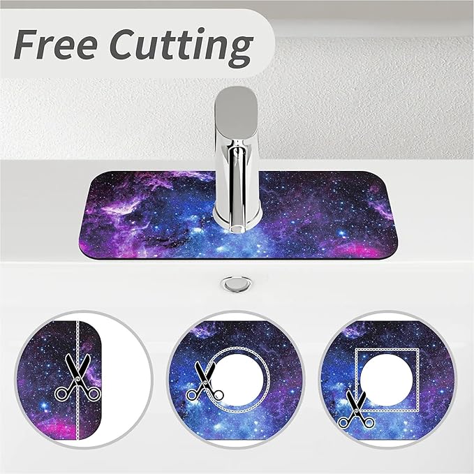 Kitchen Sink Splash Guard，beautiful nebula Faucet Mat Sink Gadgets-Super Absorbent Fast Drying Mat Drip Catcher for Kitchen, Bathroom,Sink Mat, Dish Drying Mat, Bathroom(15" X 5.5" )