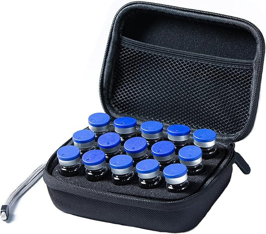 Insulin Fridge Holder Storage Case Insulin Vial Protector Holder Insulin Cooler Travel Case Organizer Fits Standard 10ml U-100 Vials,15-Slot,Black (15 Slots)