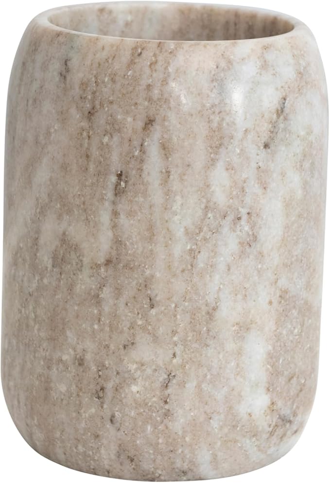Creative Co-Op Modern Marble Bottle Holder, White Crock, Natural (Pack of 4)