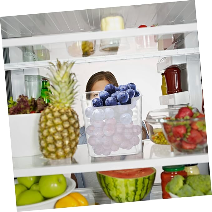 OUNONA 4pcs Translucent Refrigerator Organizer Bins for Efficient Kitchen Storage for Easy Access for Fruits Vegetables and Condiments