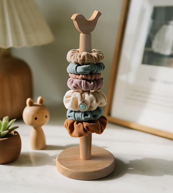 KitchLife Cute Wooden Paper Towel Holder Countertop - Solid Freestanding Paper Towel Dispenser Stand Organizer with Anti-Skid Base (Bird)